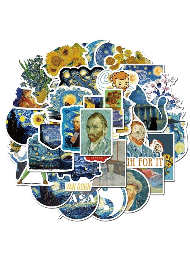 Van Gogh 40-Piece  Art Waterproof Doodles Sticker Set  - Image 1