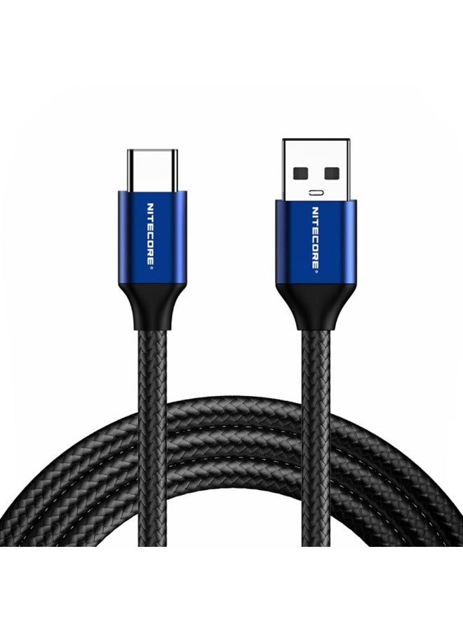 Nitecore - UAC20 USB-C to USB-A 2.0 Nylon Braided Charging Cable - Image 1