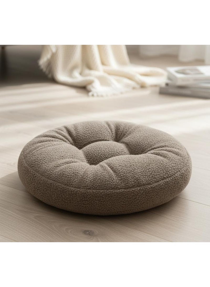 أي كي دي سي وسادة دائرية مخملية ناعمة من AKDC لغرفة المعيشة وغرفة النوم - لون بني فاتح، 45×7 سم - Image 2