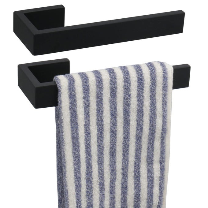 HAND TOWEL HOLDERTOWEL RING 2PACK THICKEN SUS304 STAINLESS STEEL BATHROOM HAND TOWEL HANGER HEAVY DUTY WALL MOUNTED TOWEL RACK SQUARE HAND TOWEL BAR FOR BATHROOM MATTE BLACK2 PCS 9 IN