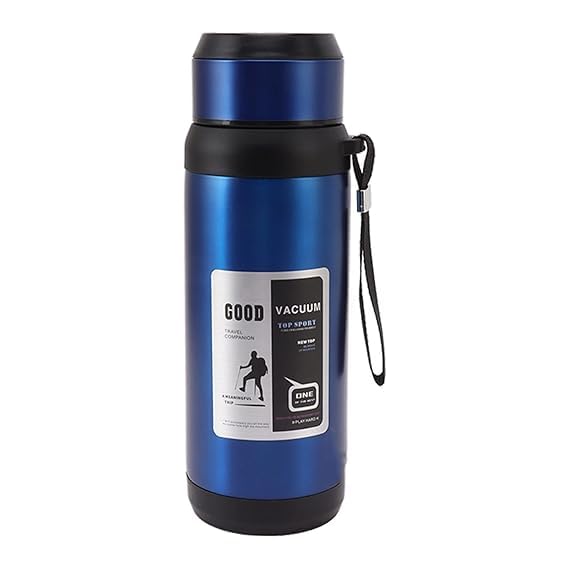KNYUC MART KNYUC MART Smart Water Bottle with LED Temperature Display 1200ml Stainless Steel Vacuum Insulated Keeps Drinks Hot for 12 Hours Cold for 24 Hours Sports Bottle with Carrying Strap Blue 