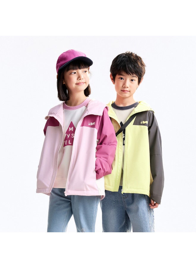 Annil Kids' Jacket For Boys & Girls - 2025 Autumn New Fleece-lined Windproof Hooded Coat With Color-blocking Design - Image 4