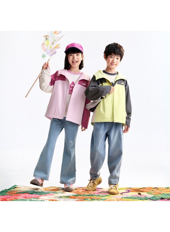 Annil Kids' Jacket For Boys & Girls - 2025 Autumn New Fleece-lined Windproof Hooded Coat With Color-blocking Design - Image 5