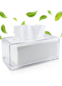 Tissue Box Holder with Cover Rectangular, Facial Tissue Dispenser Box Case for Countertop, Clear Plastic Dryer Sheet Container Napkin Organizer for Bathroom, Kitchen, Home, Rectang