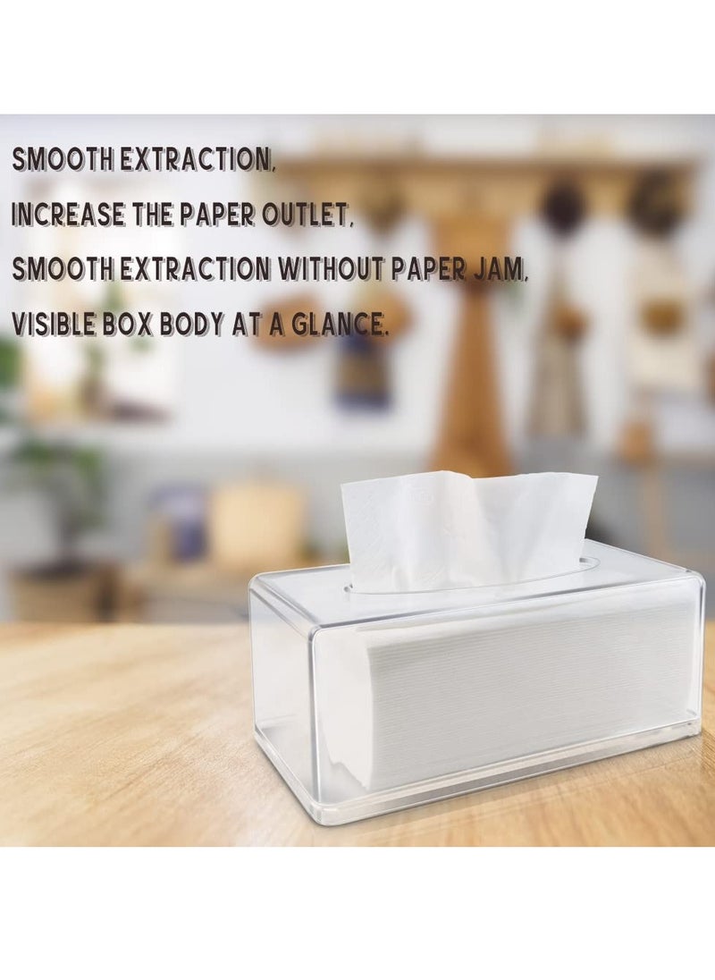 SYOSI - Tissue Box Holder with Cover Rectangular, Facial Tissue Dispenser Box Case for Countertop, Clear Plastic Dryer Sheet Container Napkin Organizer for Bathroom, Kitchen, Home, Rectang - Image 1