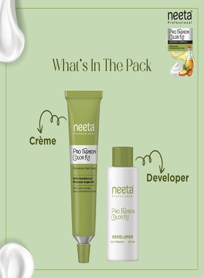 Neeta Professional Pro Fashion Color Kit 1.0 Natural Black 100g, Permanent Hair Color, Creme Hair Colour for Women & Men - Image 2