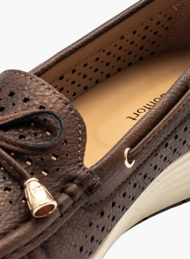 Le Confort Textured Slip-On Mocassins with Bow Detail