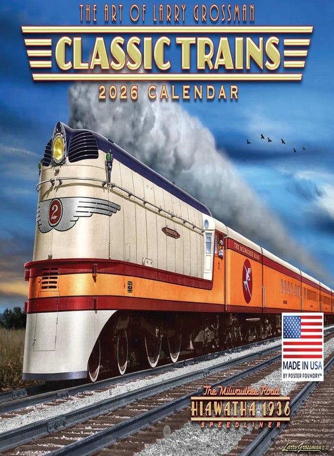 Poster Foundry Train Calendar 2026 Classic Railroad Trains by Larry Grossman Monthly Wall Calender 12 Month | American Made In The USA - Image 1
