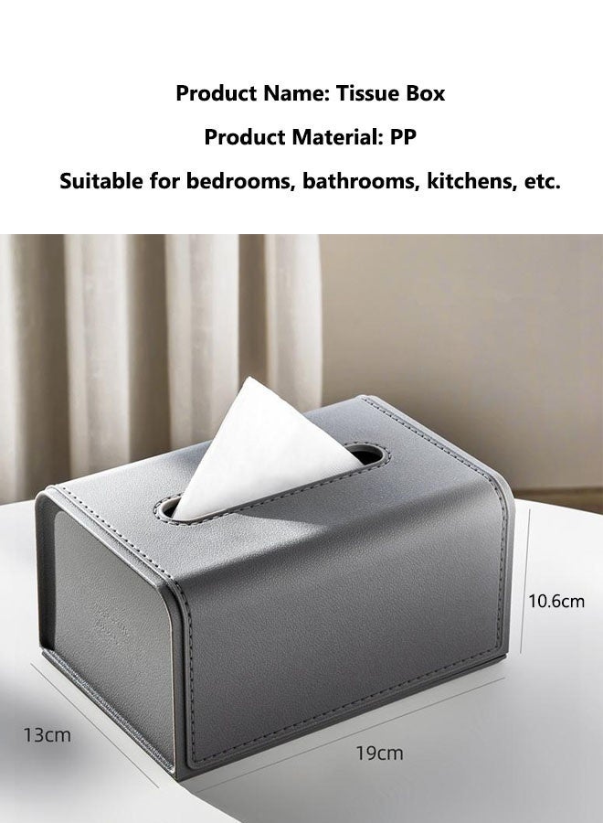 Tissue Box, Luxury PU Leather Tissue Box,High Aesthetic Desktop Restaurant Tissue Box, Home Living Room Coffee Table Tissue Box, Home Decor Tissue Box Suitable for Living Room, Bedroom, Dining Room, Office, Desk - Image 2
