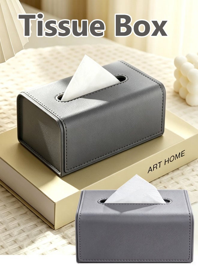 Tissue Box, Luxury PU Leather Tissue Box,High Aesthetic Desktop Restaurant Tissue Box, Home Living Room Coffee Table Tissue Box, Home Decor Tissue Box Suitable for Living Room, Bedroom, Dining Room, Office, Desk - Image 1