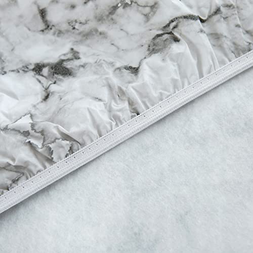 NLMUVW Round Fitted Vinyl Tablecloth with Elastic Edge 100% Waterproof Oil Proof PVC Table Cloth Wipe Clean Table Cover for Indoor and Outdoor, White Marbling, 40"- 44" - Image 3