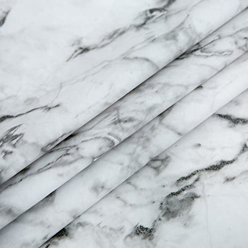 NLMUVW Round Fitted Vinyl Tablecloth with Elastic Edge 100% Waterproof Oil Proof PVC Table Cloth Wipe Clean Table Cover for Indoor and Outdoor, White Marbling, 40"- 44" - Image 2