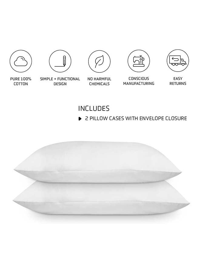 rocketlinen مجموعة من أغطية الوسائد Rocketlinen 400 خيط 100% قطنية من نسيج الساتان على طراز الفنادق (أغطية وسائد بحجم كوين 50×75 سم)  - Image 2