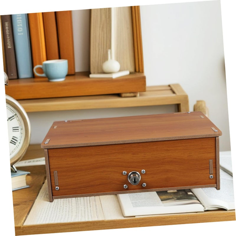 Multifunctional Desk Shelf Organizer with Drawer and Lock Cherry Finish Laptop Stand - Image 3