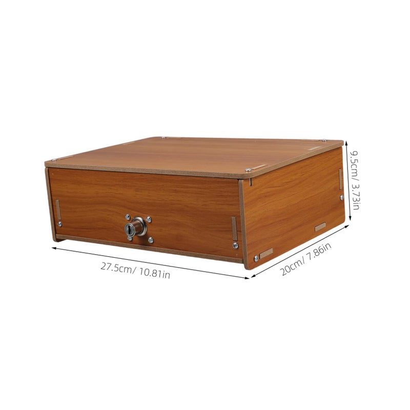 Multifunctional Desk Shelf Organizer with Drawer and Lock Cherry Finish Laptop Stand - Image 4
