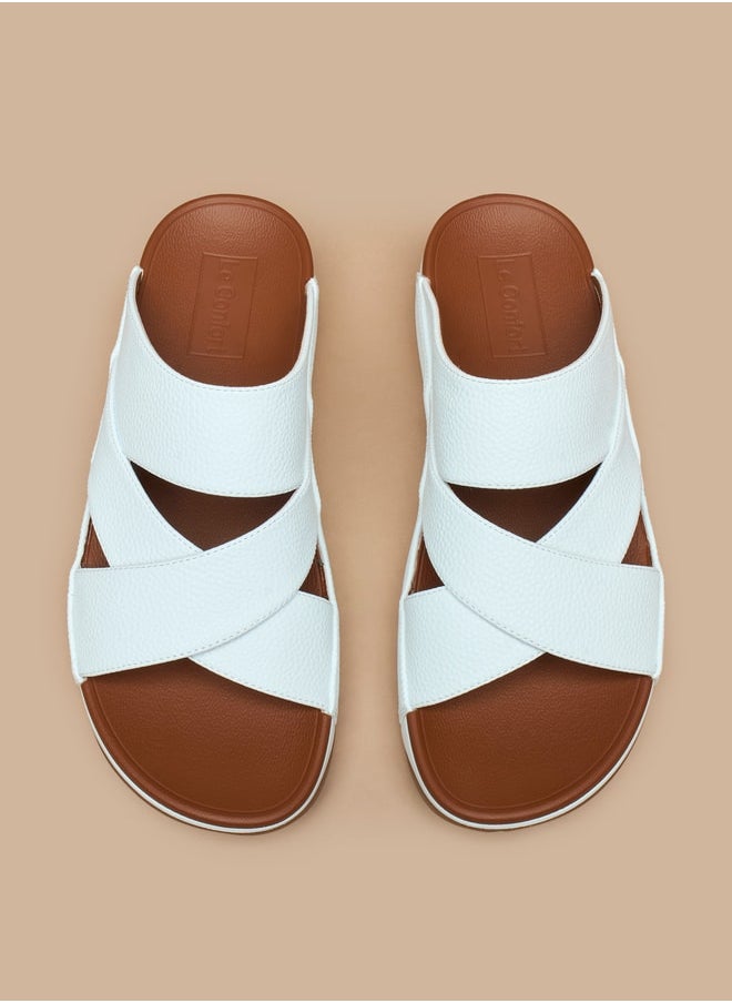 Le Confort - Men's Textured Slip-On Cross Strap Sandals - Image 1