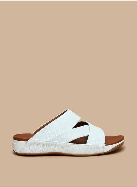 Men's Textured Slip-On Cross Strap Sandals
