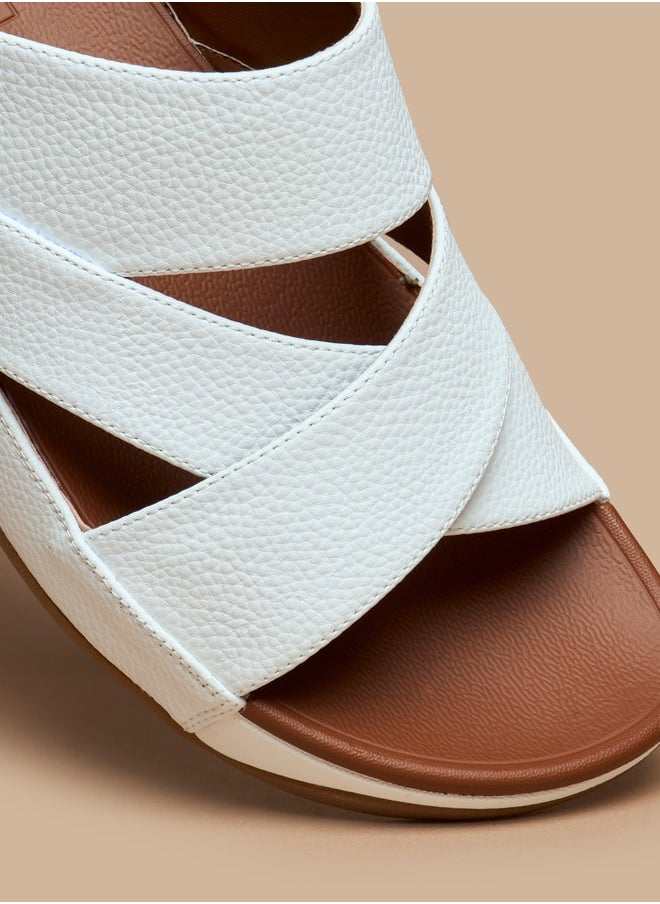 Le Confort - Men's Textured Slip-On Cross Strap Sandals - Image 1