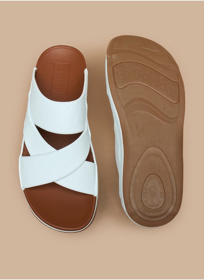 Le Confort - Men's Textured Slip-On Cross Strap Sandals - Image 1