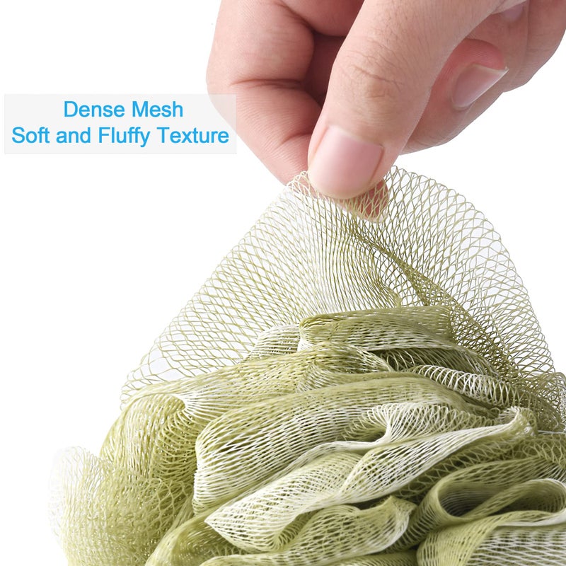 AmazerBath Loofah Sponge 60g/Piece, Exfoliating Bath Sponge Body Scrubber, Loofa Set of 4 - White Grey-Pink-Army Green-Green - Image 5