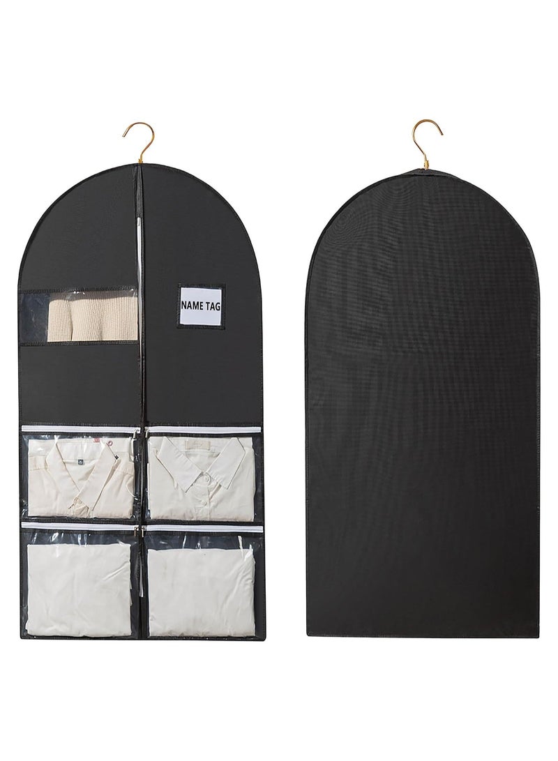 49" Garment Bag, Heavy Duty Garment Bags, with 4 Pockets, Suitable for Home, Travel Hanging Garment Bags, for Closet Storage, Hold 3-8 Clothes, for Clothes, Coats, Shirts, Dress (Set of 2)  - Image 2