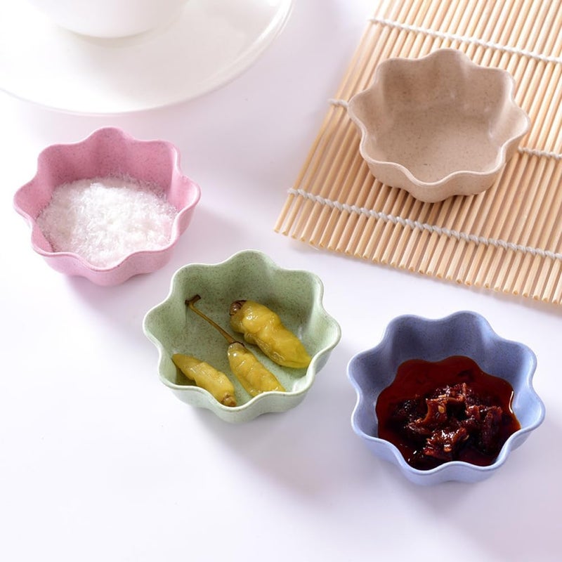 lasenersm Mini Sauce Dish in Flower Shapes  8 Colored Plastic Dishes for Seasoning Appetizer  Tasting - Image 3