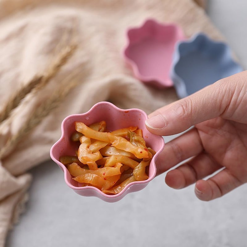 lasenersm Mini Sauce Dish in Flower Shapes  8 Colored Plastic Dishes for Seasoning Appetizer  Tasting - Image 4