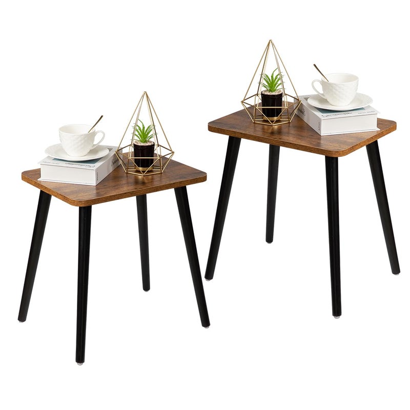 FORAOFUR End Table Set of 2 Modern Wooden Side Table for Living Room Bedroom Boho for Small Spaces Easy Assembly
