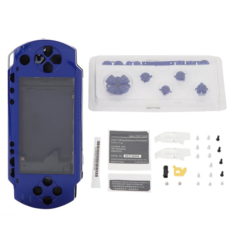 For PSP1000 Game Shell Blue Full Housing Shell Cover - High Quality PC Material with Anti-Skid Design for PSP 1000 Console Repair - Image 1