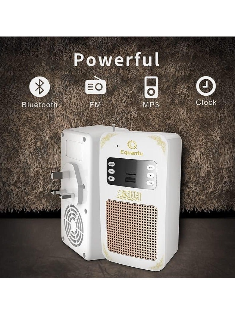 Equantu Bluetooth Quran Speaker – New Model with HD Sound, Multi-Language Translation, Remote Control & LED Light | Wireless Quran Player with Recitations, Nasheeds & Radio | Portable Islamic Speaker | White - Image 2