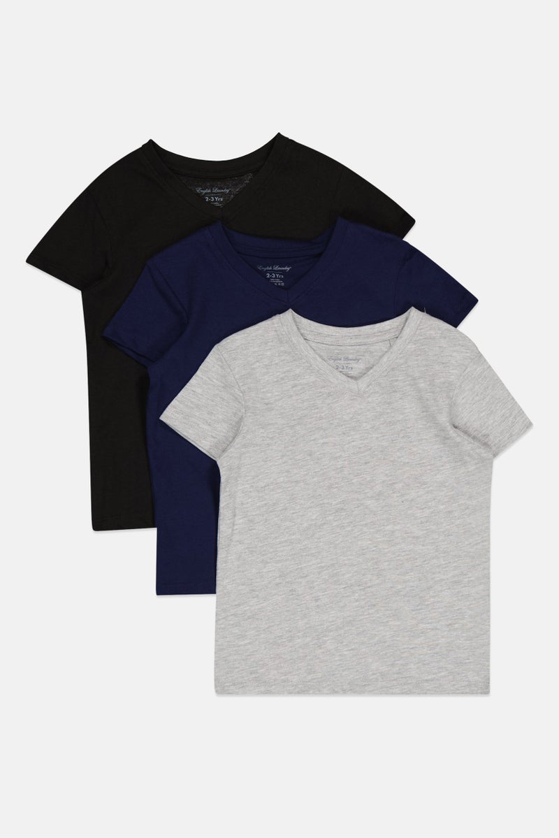 English Laundry Toddlers Boy 3 Pcs V-Neck Short Sleeves Solid T-Shirt, Multicolor  - Image 1