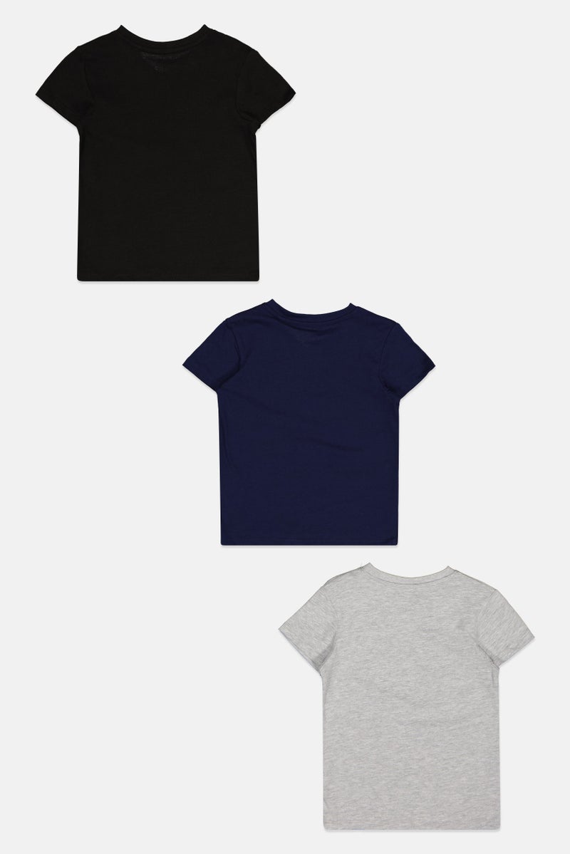 English Laundry Toddlers Boy 3 Pcs V-Neck Short Sleeves Solid T-Shirt, Multicolor - Image 2