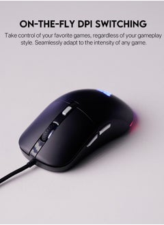 FANTECH High-performance wired gaming mouse, 7200 DPI, adjustable RGB lighting, 6 programmable buttons, 82G lightweight design, 10 million click lifespan, 60LPS tracking speed, 1.8m braided cable, eSports gaming mouse for PC and Mac, black  - Image 4