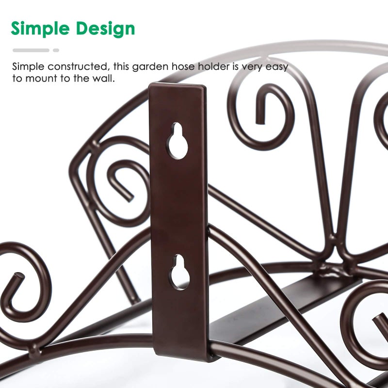TomCare Garden Hose Holder Heavy Duty Water Hose Holder Solid Metal Hoses Hanger Wall Mount Decorative Durable Garden Hoses Storage Hose Reel Hose Organizer for Outside Yard, Bronze - Image 5