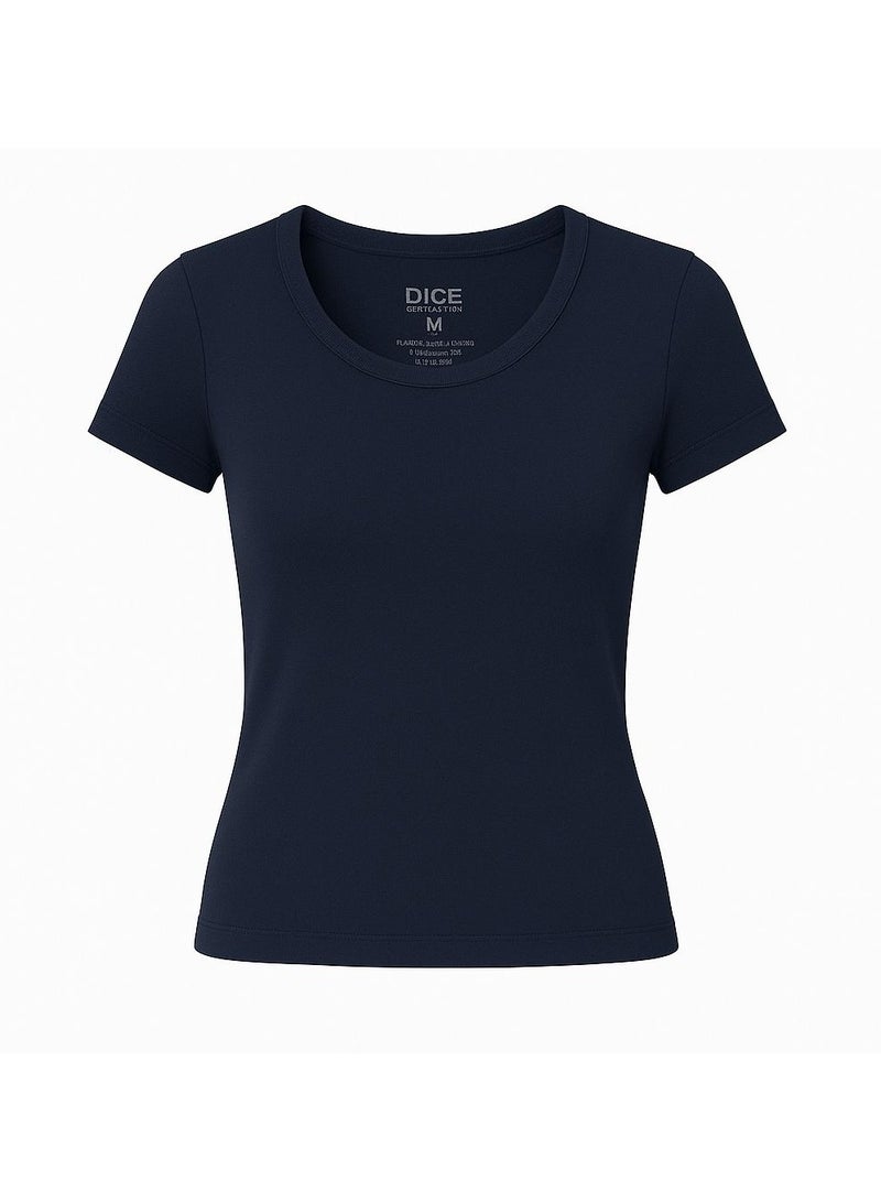 Dice Women Half Sleeve Cotton Body Top - Black - Image 4