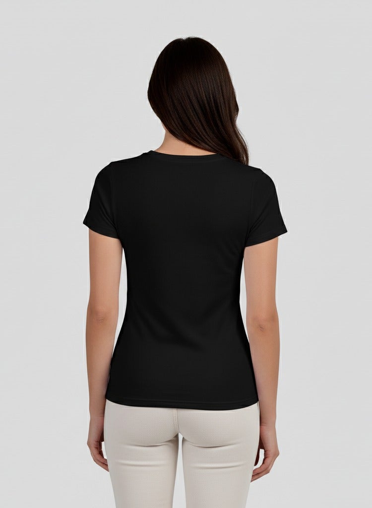 Dice Women Half Sleeve Cotton Body Top - Black - Image 3