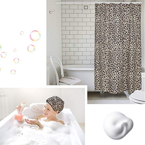 EleCharm Designer Reusable Shower Cap, Leopard Stylish Bath Cap Double Layers Waterproof Bathing Shower Hat - Image 4