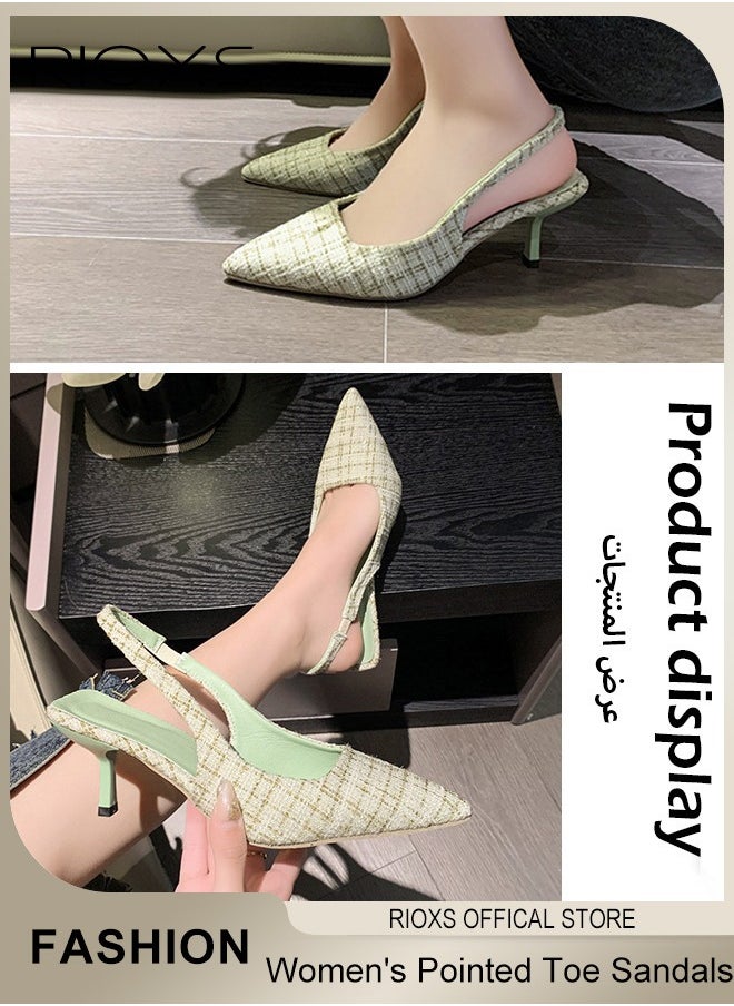 RIOXS - 6.5cm Heeled Mules for Women, Pointed Toe Slingback, Fashionable Stiletto Slides Shoes with Non-slip Outsole, Pointed Backless Sandals, Easy to Take On and Off,  Ideal for Parties, Proms, Weddings, Evening Dresses or Daily Work - Image 1