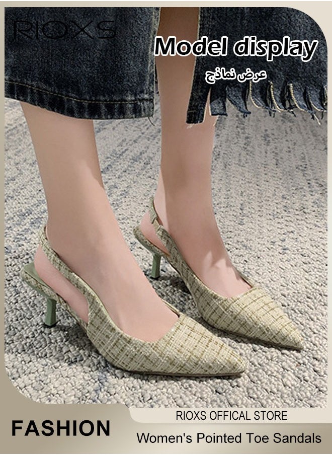 RIOXS - 6.5cm Heeled Mules for Women, Pointed Toe Slingback, Fashionable Stiletto Slides Shoes with Non-slip Outsole, Pointed Backless Sandals, Easy to Take On and Off,  Ideal for Parties, Proms, Weddings, Evening Dresses or Daily Work - Image 1