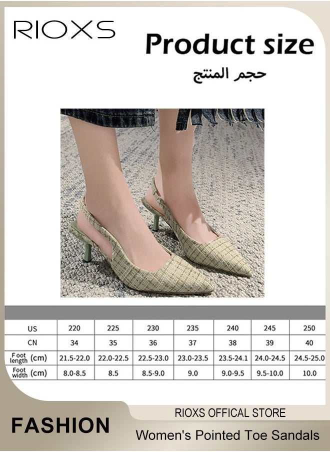 RIOXS - 6.5cm Heeled Mules for Women, Pointed Toe Slingback, Fashionable Stiletto Slides Shoes with Non-slip Outsole, Pointed Backless Sandals, Easy to Take On and Off,  Ideal for Parties, Proms, Weddings, Evening Dresses or Daily Work - Image 1