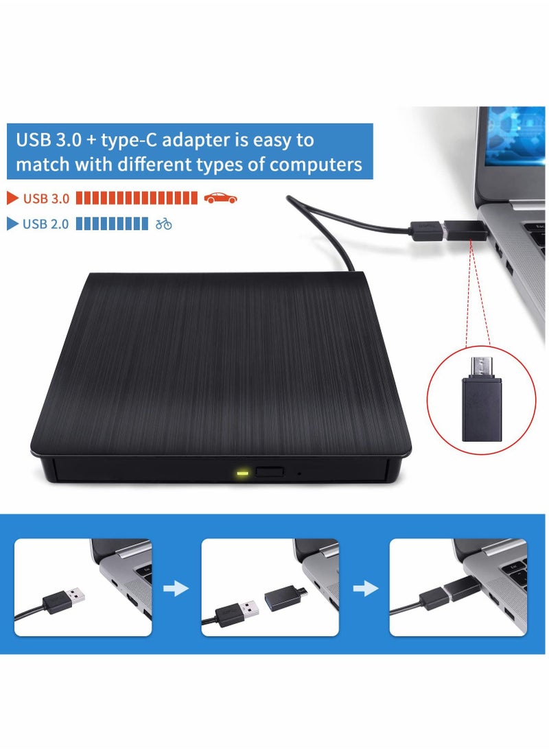 Excefore - External DVD Drive USB 3.0 Type-C USB C Portable DVD Player for Laptop CD DVD +/-RW Disk Drive CD ROM Burner Writer CD/DVD Burner Reader Compatible with Laptop Desktop Windows Linux OS Apple MacBook - Image 1