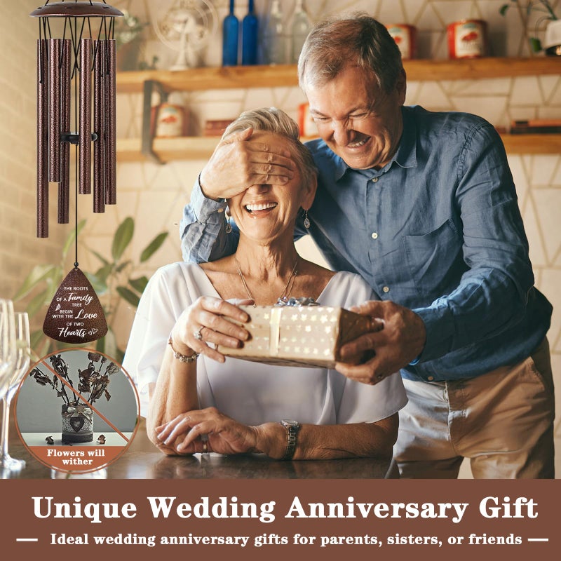 Soopau Wedding Anniversary Couples Gift, 32" Bronze Wind Chimes, Wedding Romantic Gift for Couple Parents Friends Women Men, Happy Anniversary Decorations - Image 2