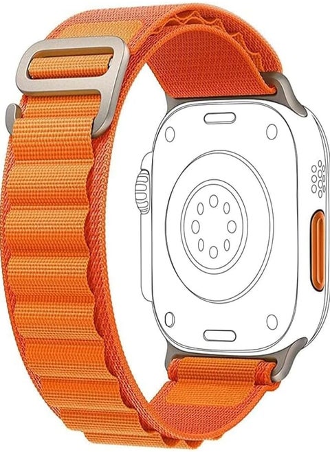 Generic Nylon Sport Loop Strap With Metal G Shape Closure Compatible with Apple Watch Ultra 49mm 45mm 44mm 42mm - Orange, One Size, Nylon