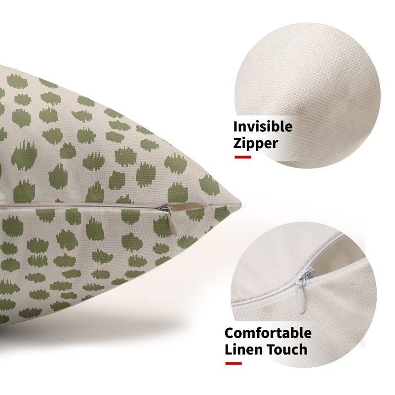 Sweetshow Sage Green Cream Pillow Covers 12x20 Set of 2 Boho Design Polka Dot Throw Pillows Modern Brush Strokes Print Decorative Outdoor Pillowcase Lumbar Cushion Cover Linen Pillow Case for Sofa Couch Bed - Image 3