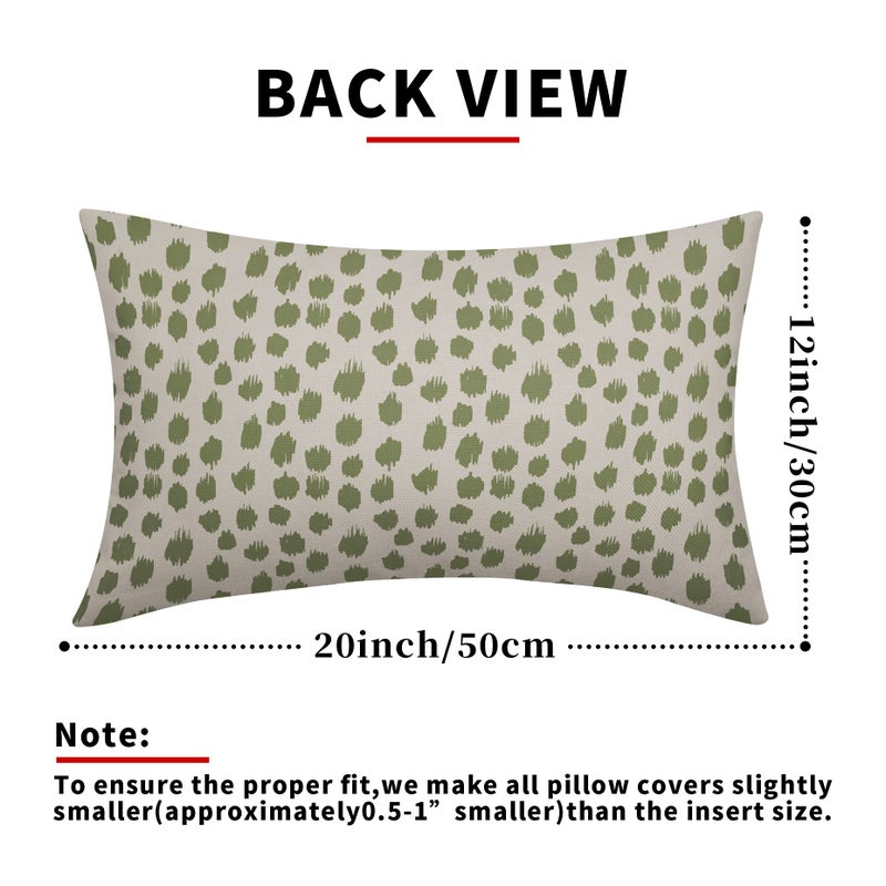 Sweetshow Sage Green Cream Pillow Covers 12x20 Set of 2 Boho Design Polka Dot Throw Pillows Modern Brush Strokes Print Decorative Outdoor Pillowcase Lumbar Cushion Cover Linen Pillow Case for Sofa Couch Bed - Image 4