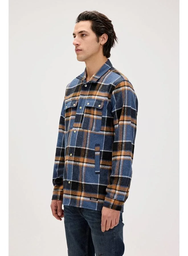 Bad Bear Bernard Blue Men's Lumberjack Shirt.