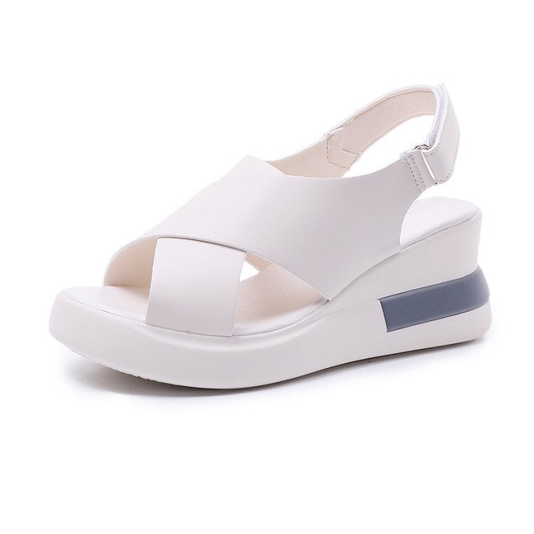 Thick-Soled Wedge Sandals Women'S 2022 New Summer Casual Fish-Toe Women'S Shoes Soft Leather Platform-Heel Women'S Shoes - Image 1