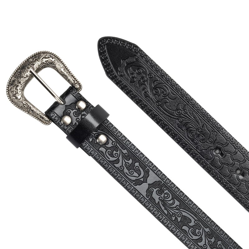 UTOWO Adjustable Vintage Western-Belts for Women Men Embossed PU Leather Buckles Cowboy-Cowgirl-Belt (for 28-38" Waist) - Image 4