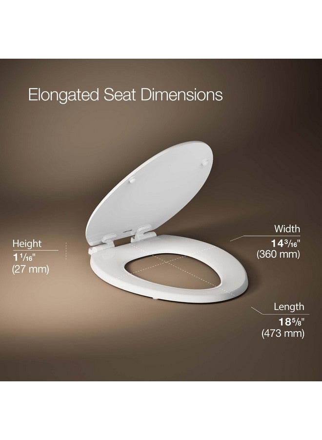 كوهلر مقعد مرحاض KOHLER 20454-0 Ridgewood ممدود هادئ الإغلاق، مقعد مرحاض خشبي مصبوب بالضغط، مقعد مرحاض ناعم الإغلاق، أبيض - Image 2