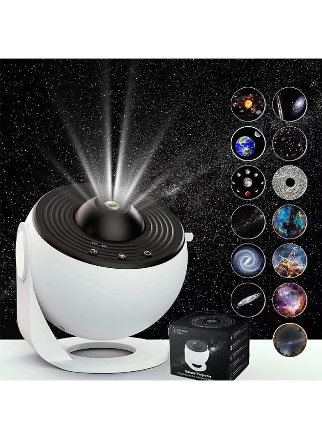 OKASA Starry sky projector with planetarium projector night light, 4Kinterchangeable 13 HD Galaxy discs, 360 °rotation, timed, silent design for children's bedroom - Image 1